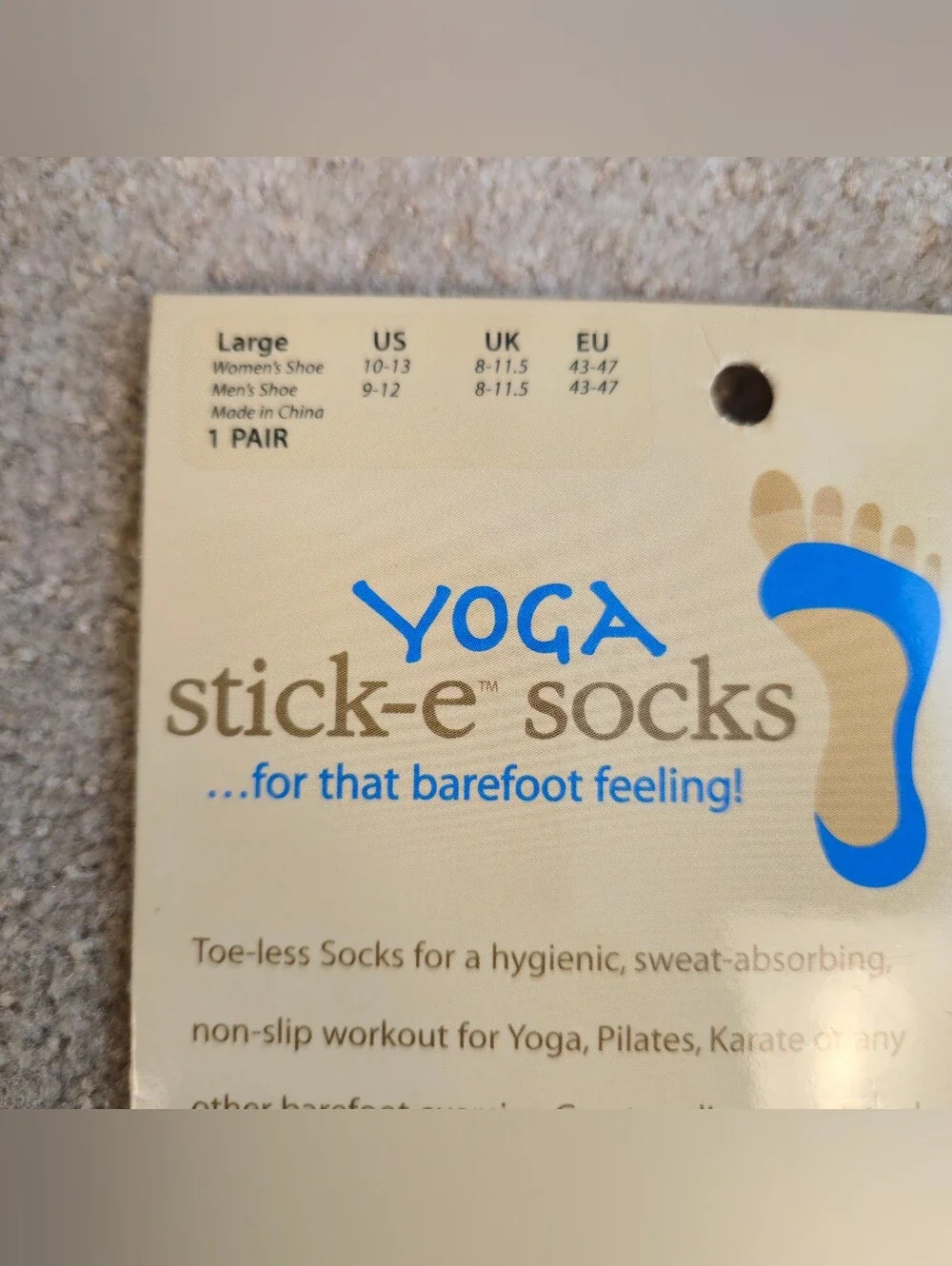 Yoga Stick-e Socks Barefoot Size Large Libby's Luxuries Patent